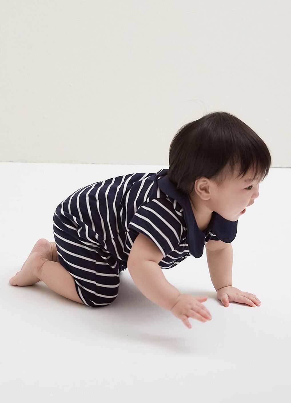Striped Baby Polo Romper, , hi-res image number 2