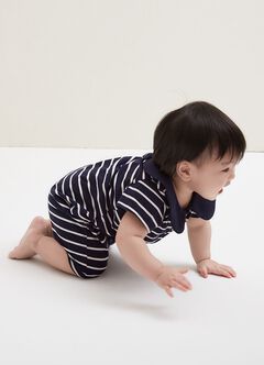 Striped Baby Polo Romper, , hi-res