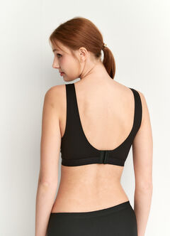 Ultra Silky Crossover Sleeping & Nursing Bra (Back Hook Design), Black, hi-res