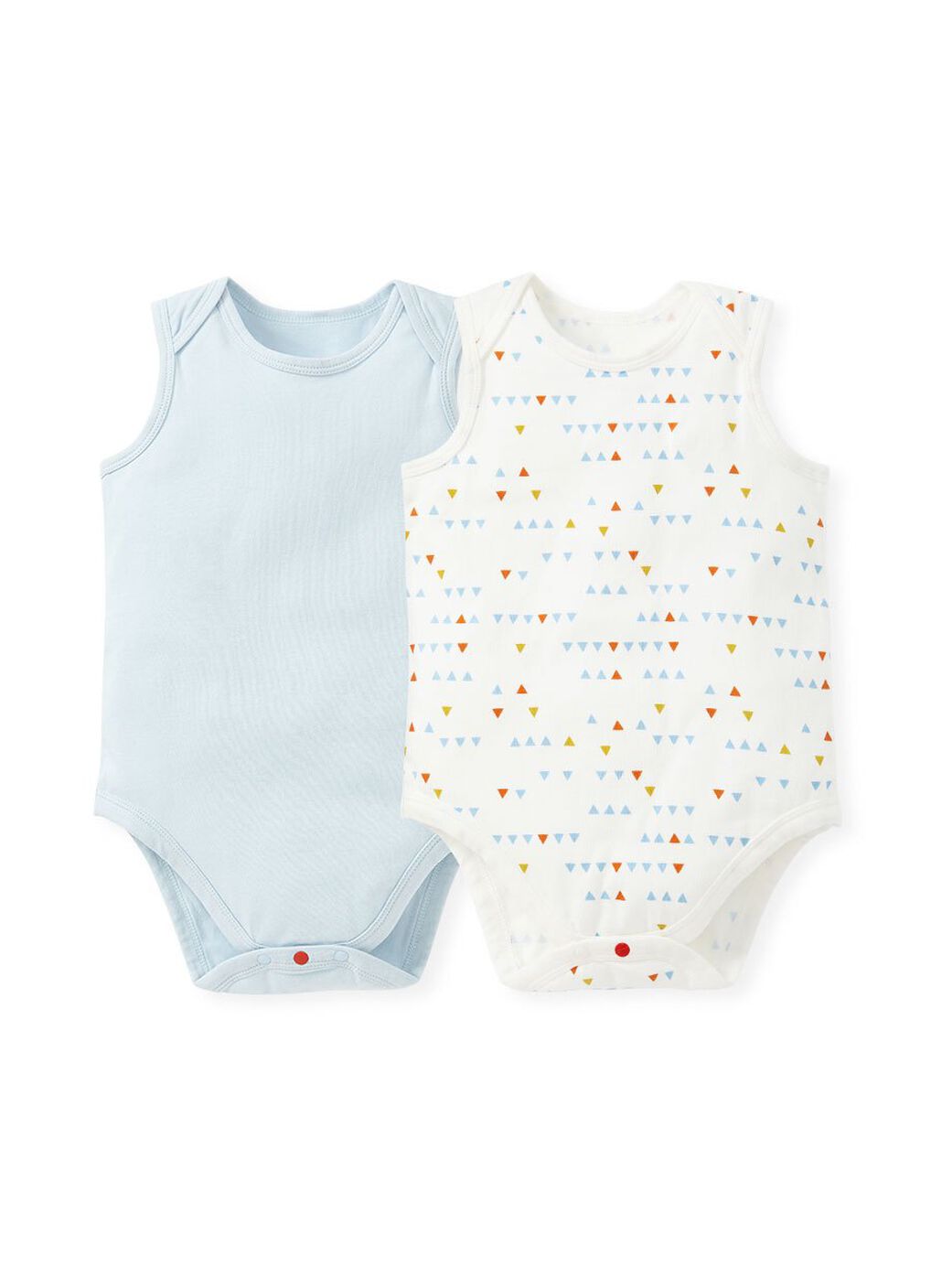 Geometry Baby Cotton Sleeveless Bodysuit 2 Pack, Light Blue, hi-res image number 0