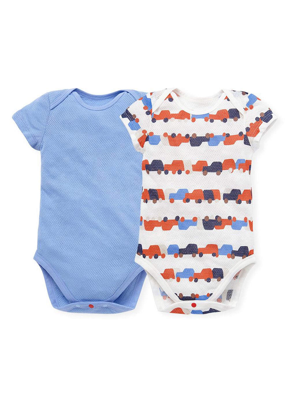 Baby Cotton Mesh Short Sleeve Bodysuit 2 Pack, Mid Blue, hi-res image number 0