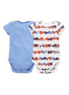 Baby Cotton Mesh Short Sleeve Bodysuit 2 Pack, Mid Blue, hi-res