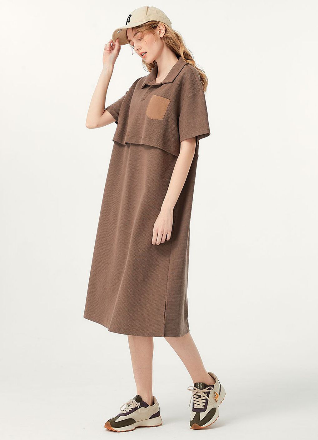 Waffle M&N Polo Dress, Mink, hi-res image number 3