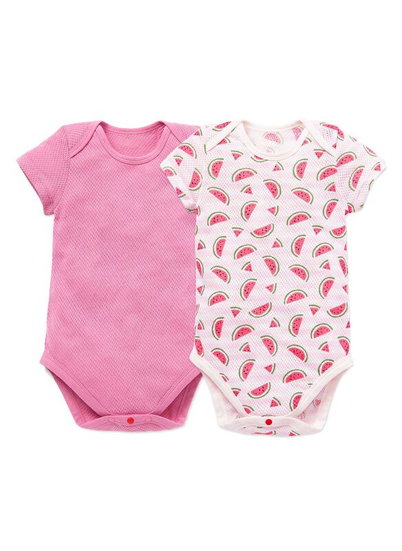 Baby Cotton Mesh Short Sleeve Bodysuit 2 Pack