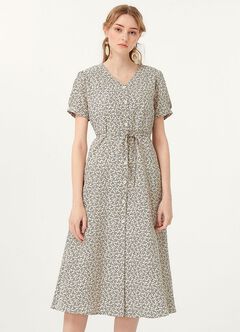 Floral Print V-Neck M&N Dress, , hi-res