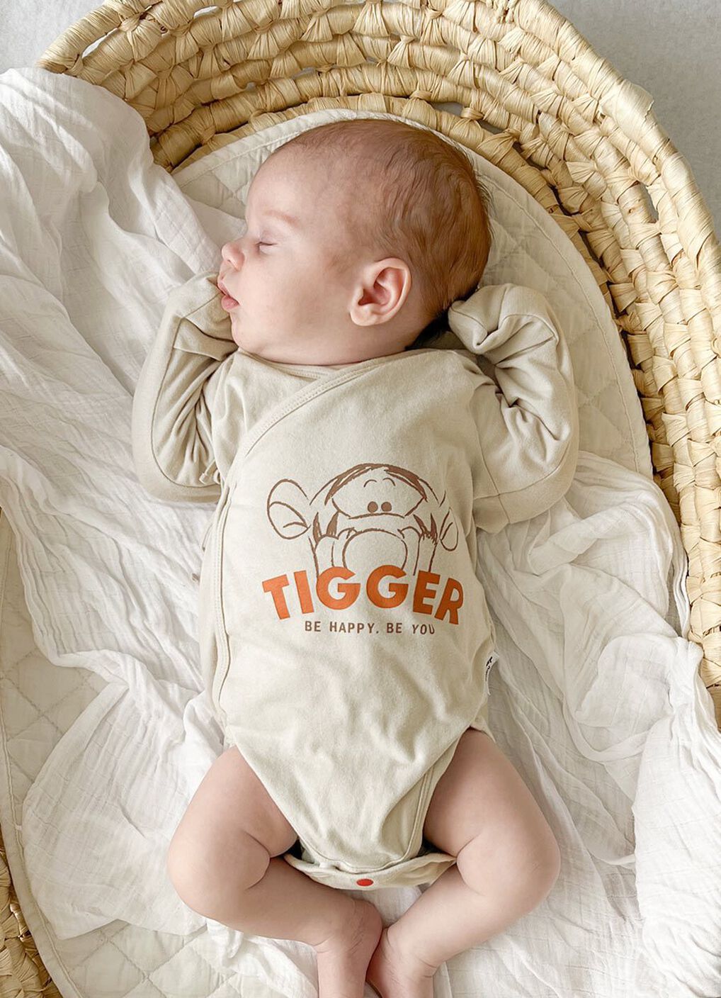 Disney Tigger Newborn Cotton L/S Bodysuit, Khaki, hi-res image number 2