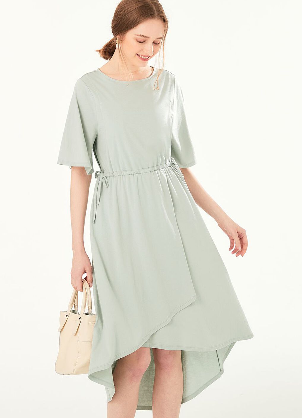 Drapey Maternity & Nursing Midi Dress, Sage Green, hi-res image number 5