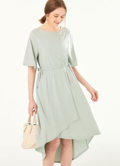 Drapey Maternity & Nursing Midi Dress, Sage Green, hi-res