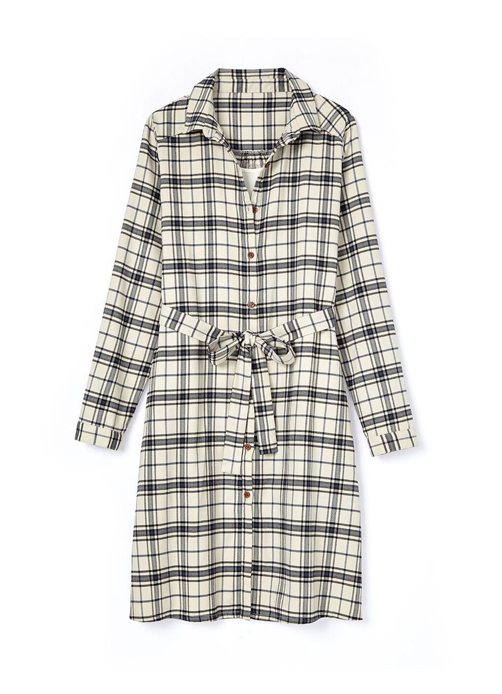 Classic Plaid Maternity & Nursing Shirt Dress, Cream, hi-res image number 5