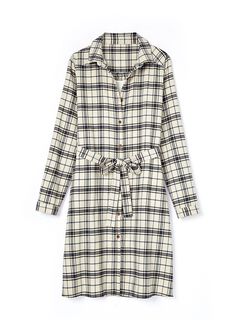 Classic Plaid Maternity & Nursing Shirt Dress, Cream, hi-res