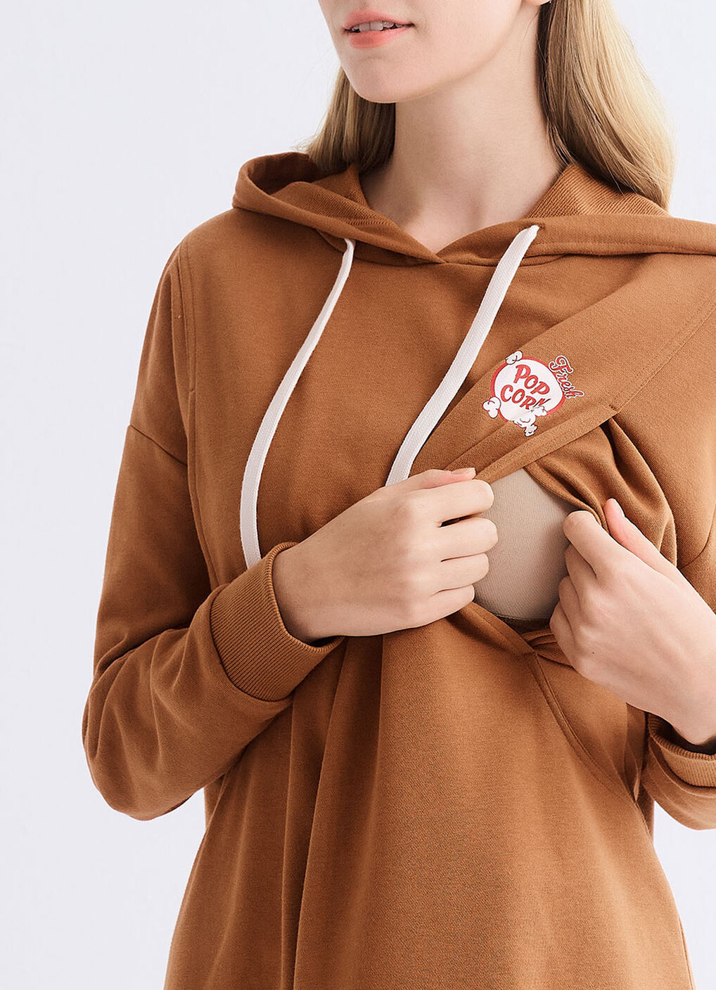 Disney Chip & Dale Popcorn Long Sleeves Maternity & Nursing Top, Brown, hi-res image number 3
