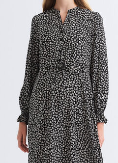 Half Placket Maternity & Nursing Dress, Black, hi-res