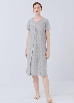 Mickey Dotty Maternity & Nursing Pyjama Dress, Silver, hi-res