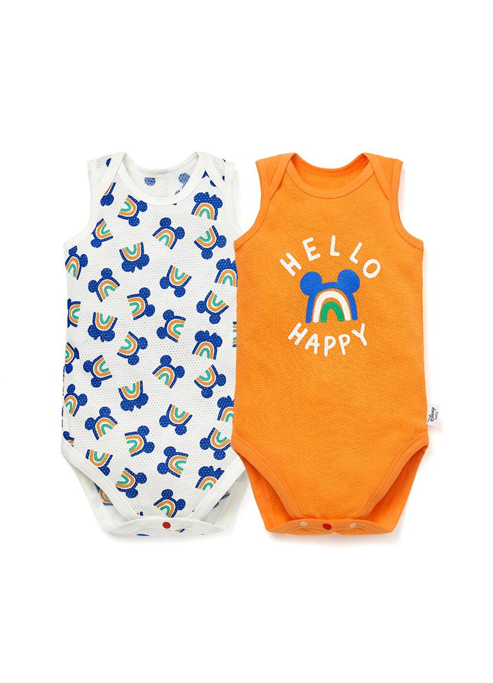 Baby Cotton Mesh Sleeveless Bodysuit 2 Pack, Orange, hi-res image number 0