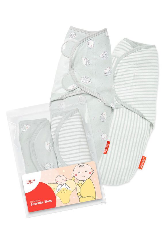 Hedgehog Cocoon Swaddle Wrap 2 Pack-Blue Grey-F