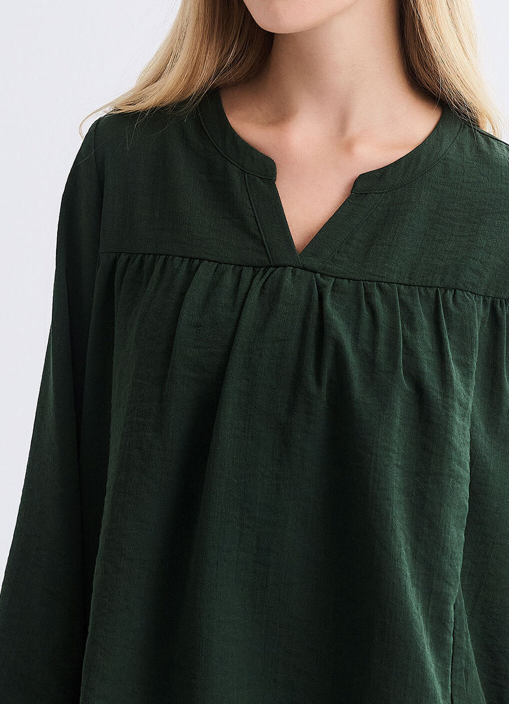 Pleated V-Neck Maternity & Nursing Top, Dark Green, hi-res image number 5