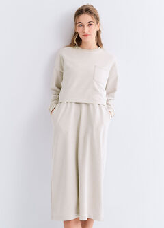 Back Slit Maternity & Nursing Two-Piece Dress, Cream, hi-res