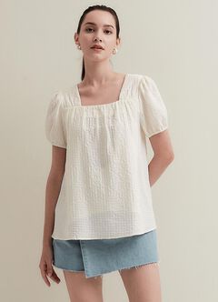 Square Collar Maternity & Nursing Top, Cream, hi-res