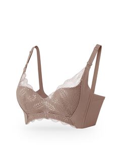 Silky Lace Seamless Maternity & Nursing Bra, Mink, hi-res