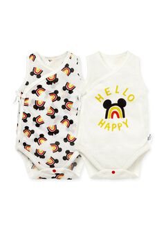 Newborn Cotton Mesh Sleeveless Bodysuit 2 Pack, Cream, hi-res