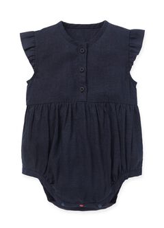 Baby Ruffle S/L Bodysuit, Navy, hi-res