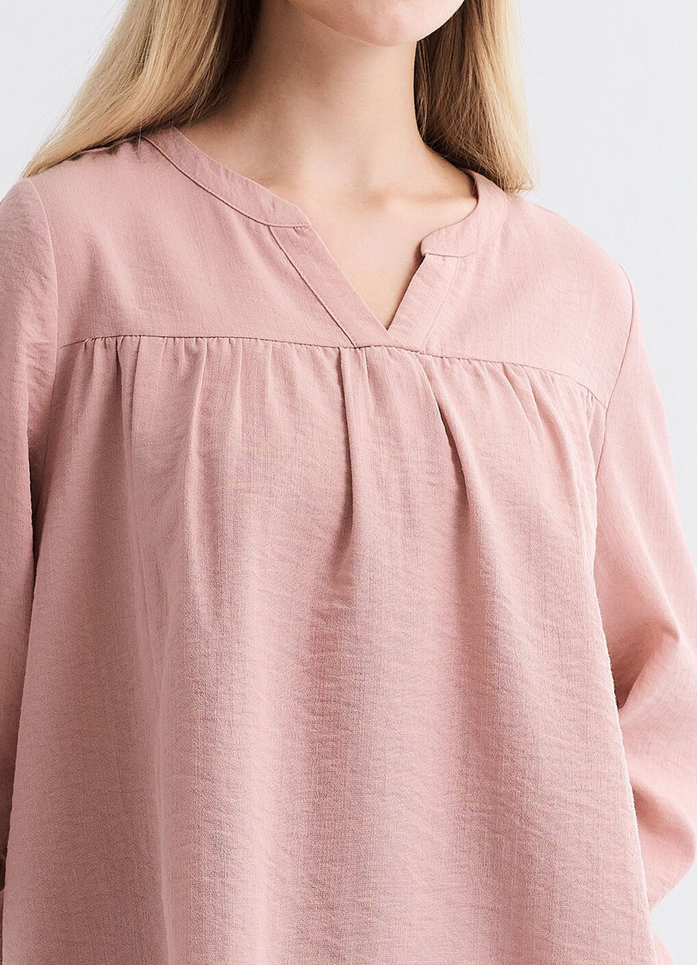 Pleated V-Neck Maternity & Nursing Top, Light Pink, hi-res image number 4