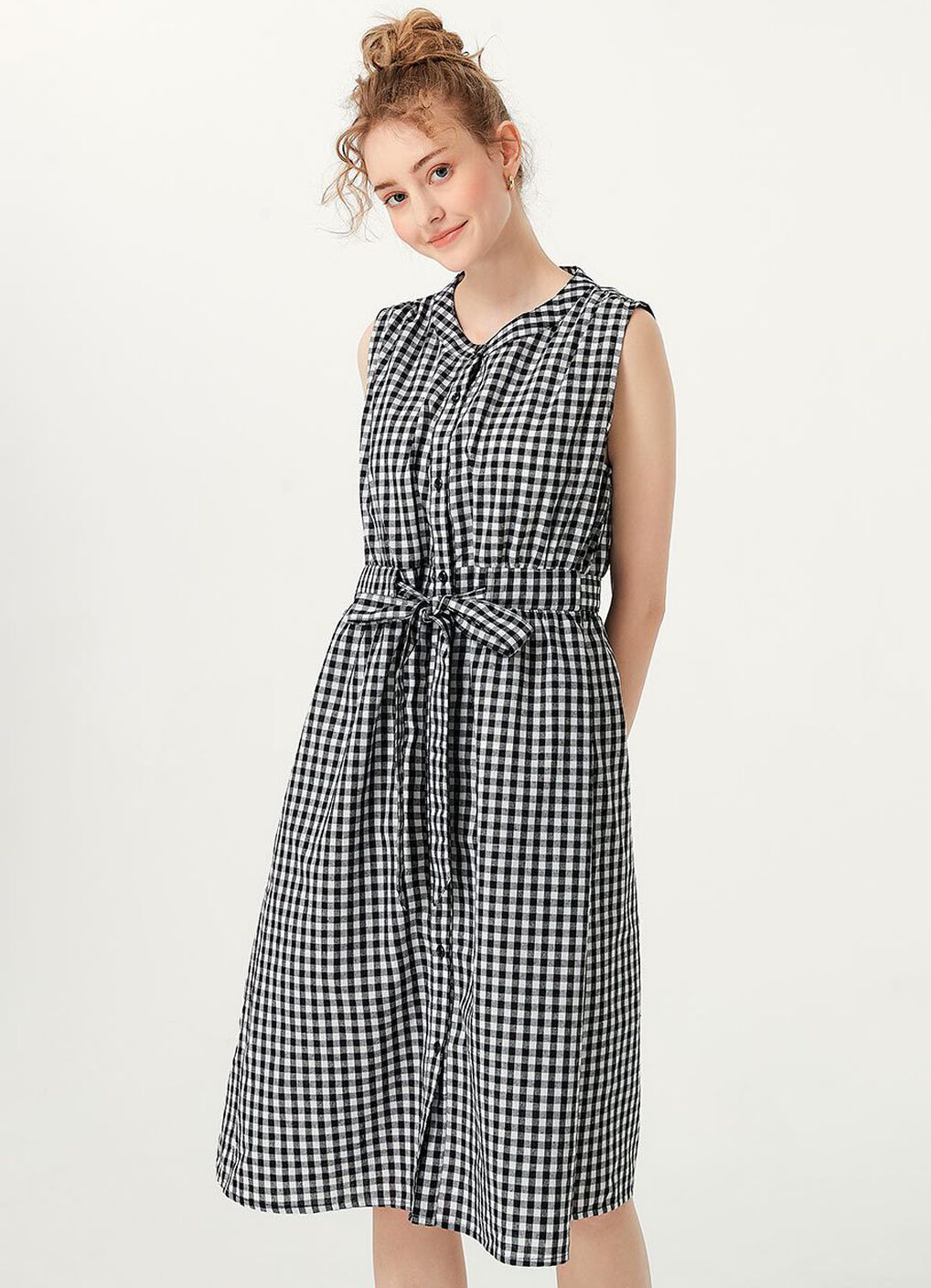 Button-through S/L Maternity & Nursing Dress, Black, hi-res image number 4