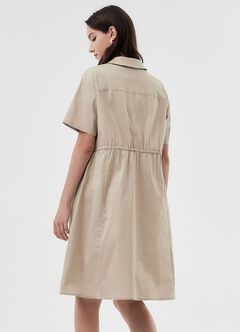 Collared Tie Waist Maternity & Nursing Short Sleeve Dress, , hi-res