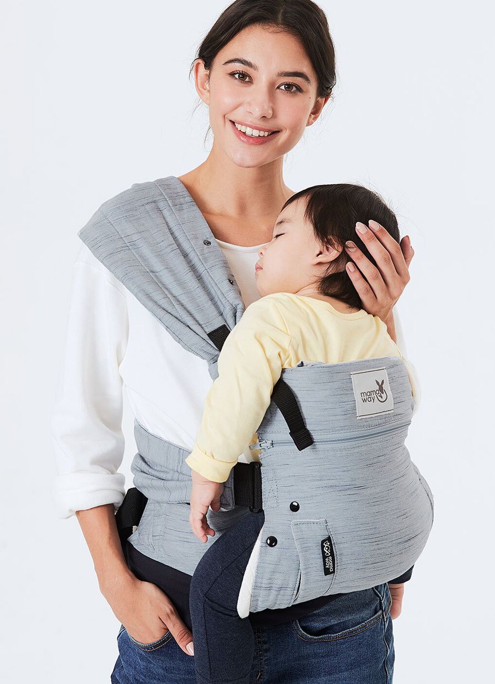 4D Lace-up Baby Carrier 2, Blue Grey, hi-res image number 0