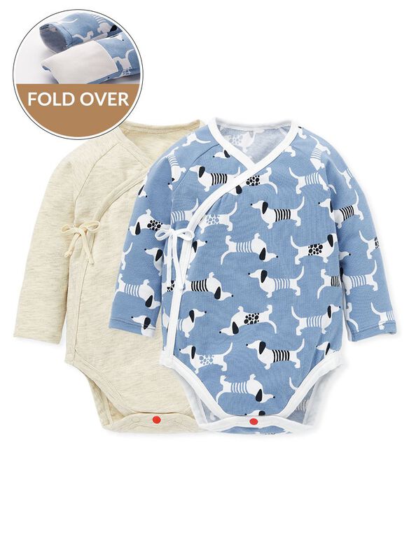 Puppy Newborn Cotton L/S Bodysuit 2 Pcs Pack