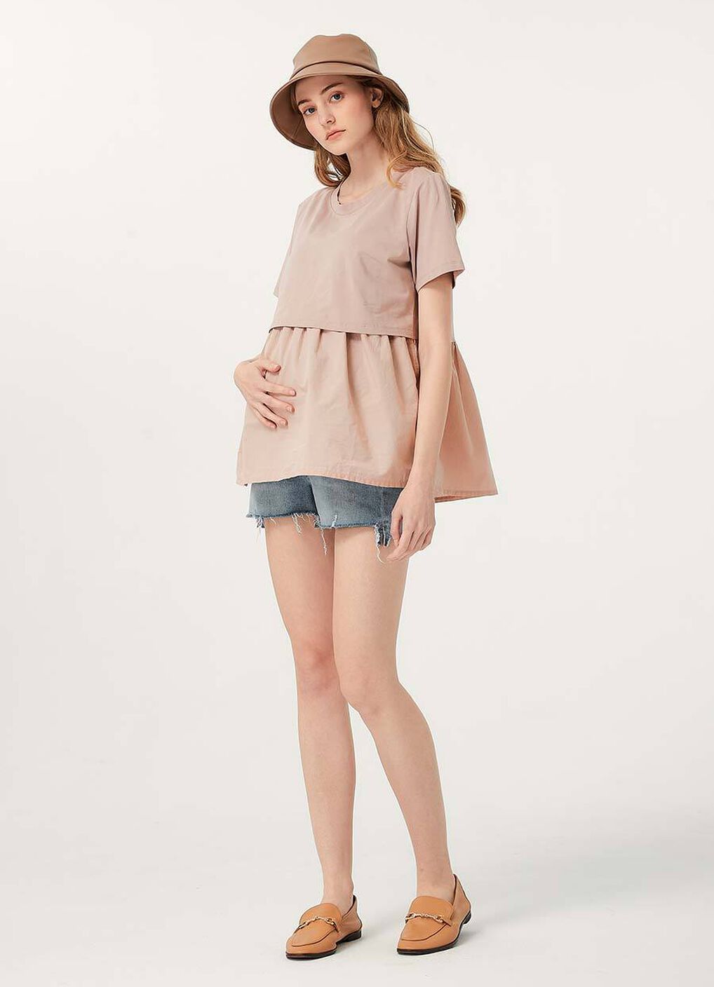 Frayed Hem Maternity Denim Shorts, , hi-res image number 3