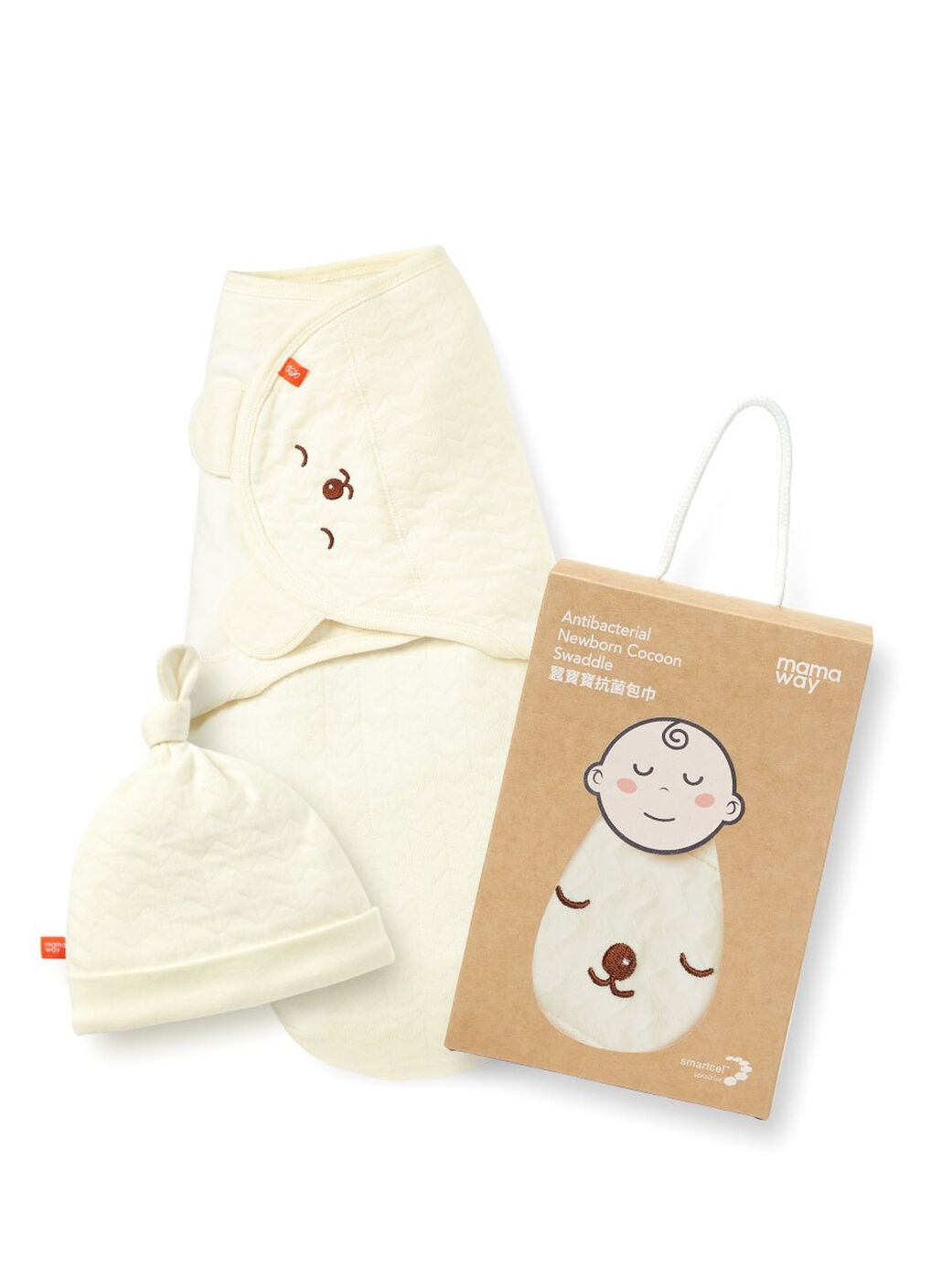 Antibacterial Newborn Cocoon Swaddle Gift Set-Sleeping Bear, Cream, hi-res image number 0