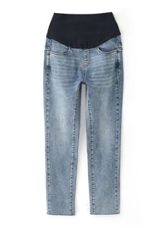 Raw Hem Maternity Slim Straight Jeans, , hi-res