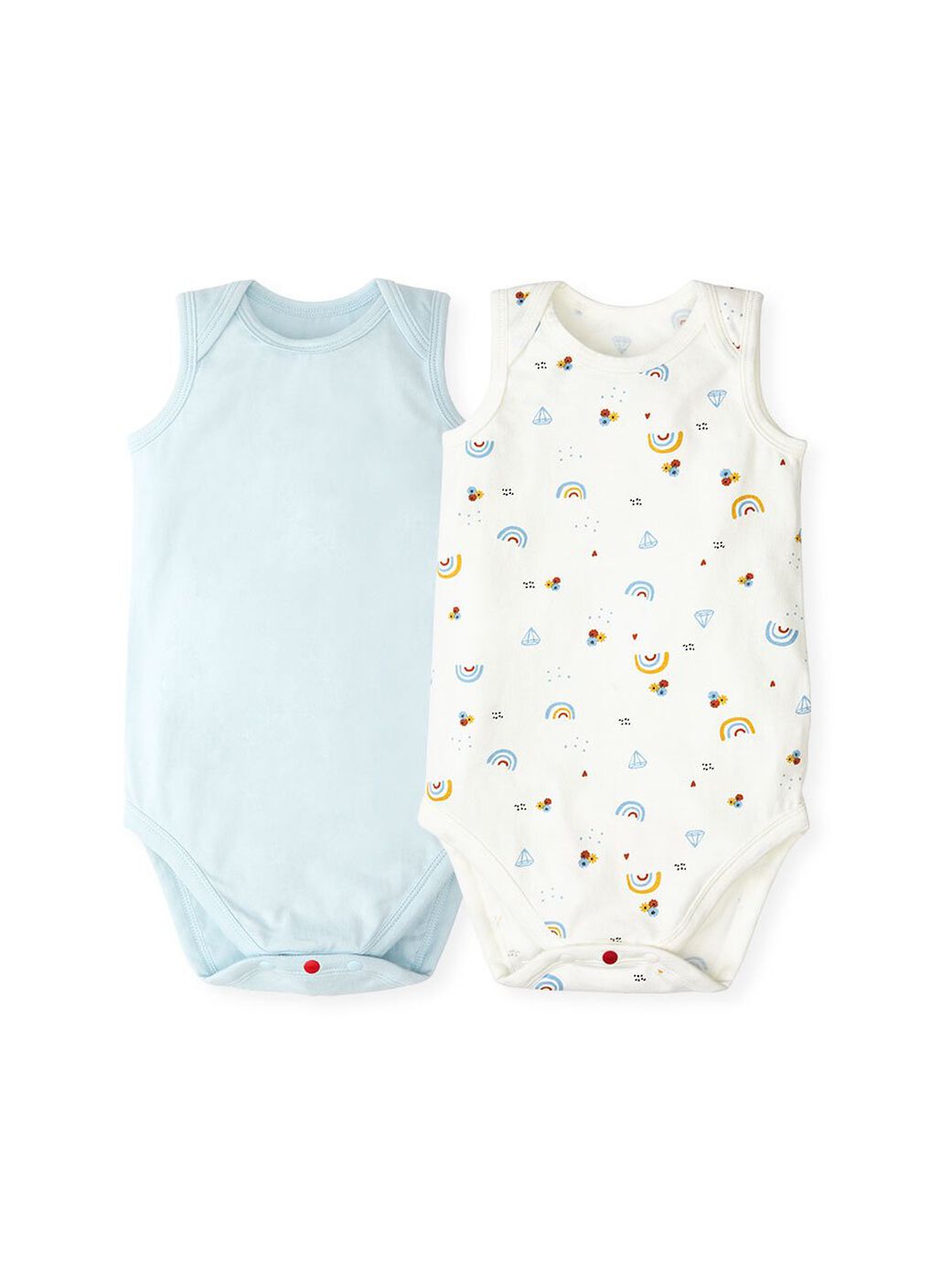 Baby Cotton Sleeveless Bodysuit 2 Pack, Light Blue, hi-res image number 0