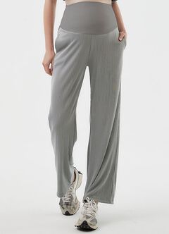 Pleated Maternity Straight Leg Pants, Silver, hi-res