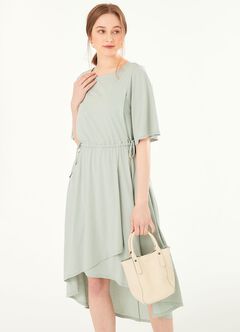 Drapey Maternity & Nursing Midi Dress, Sage Green, hi-res