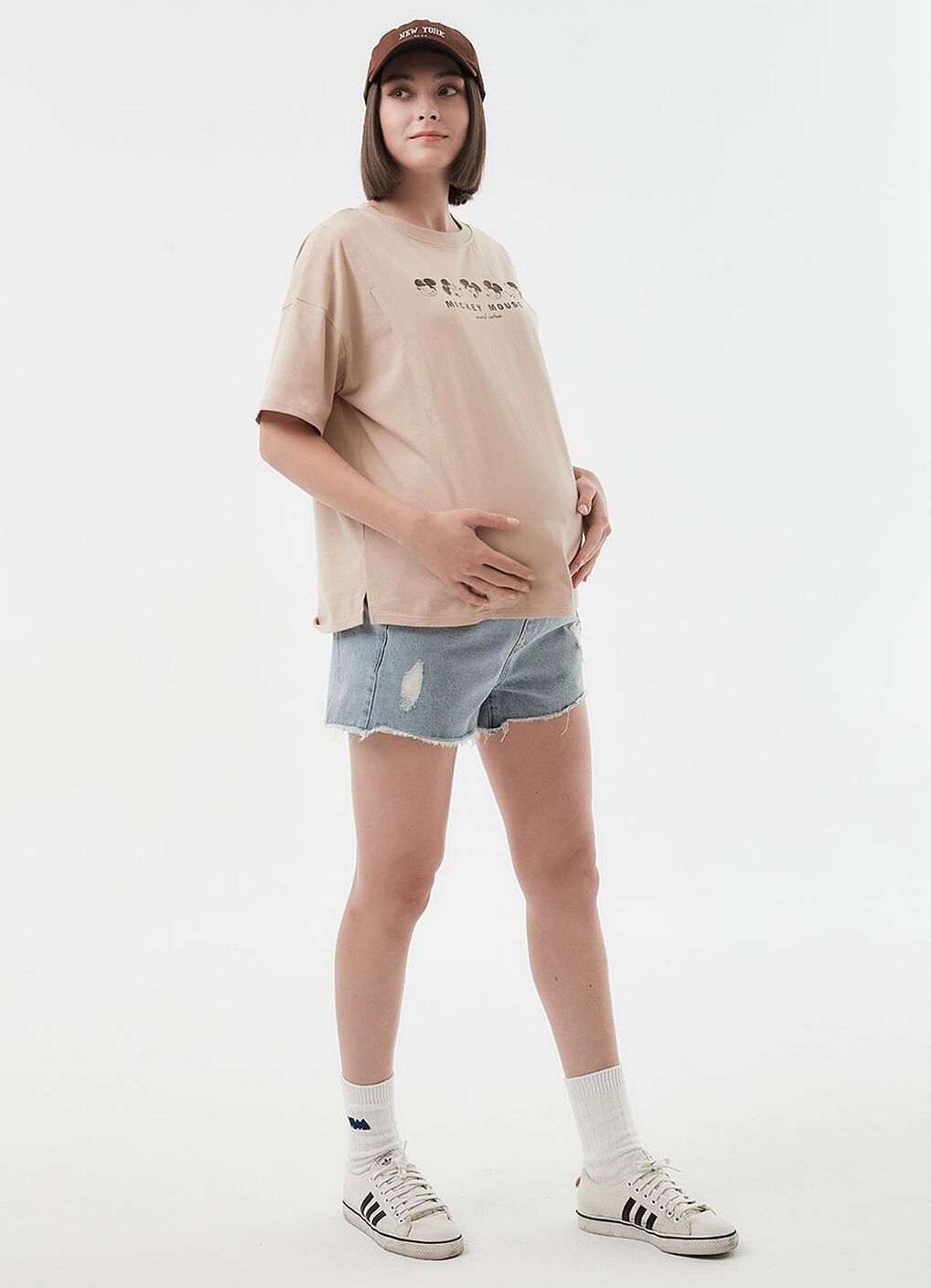 Raw Hem Maternity Denim Shorts, Light Blue, hi-res image number 5