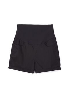 Cotton Maternity Shorts, Black, hi-res