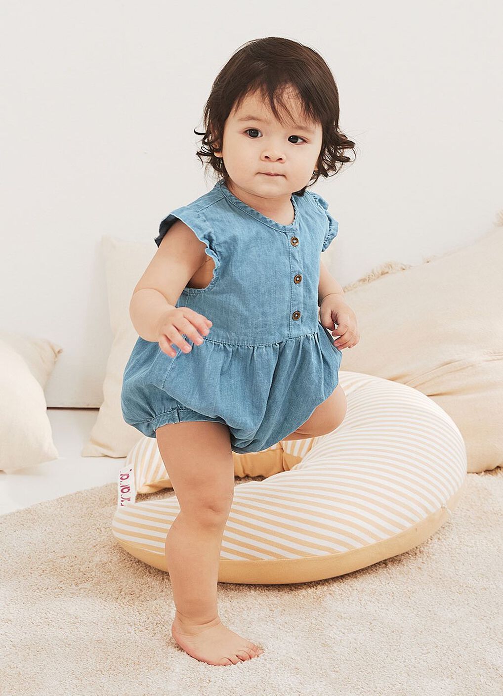 Baby Ruffle S/L Bodysuit, Blue, hi-res image number 1