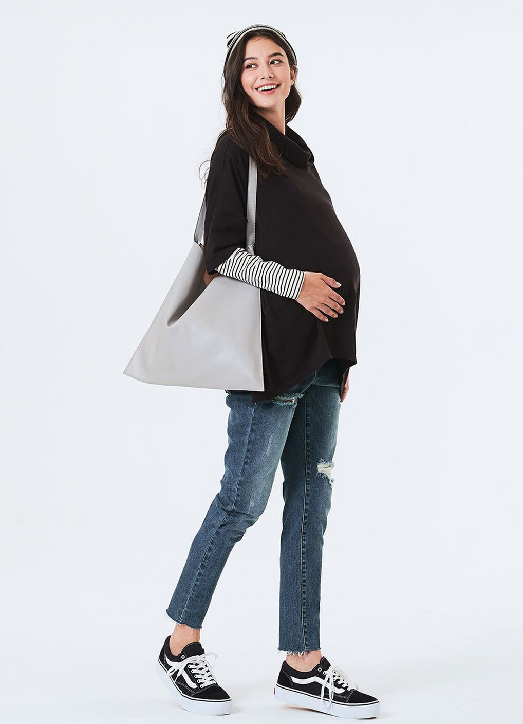 2 in 1 Maternity & Nursing Loose Top, Black, hi-res image number 3