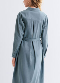 Elegant Belted Maternity & Nursing Shirt Dress, , hi-res