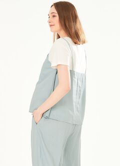 2 in 1 Maternity & Nursing Spliced Top, Blue Grey, hi-res