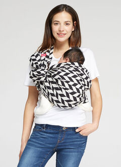 Black & White Herringbone Baby Ring Sling, Black, hi-res