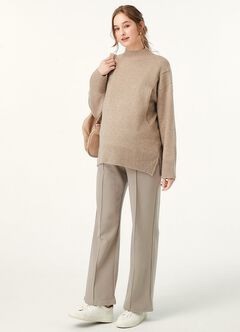 Relaxed Maternity Slim Pants, Khaki, hi-res