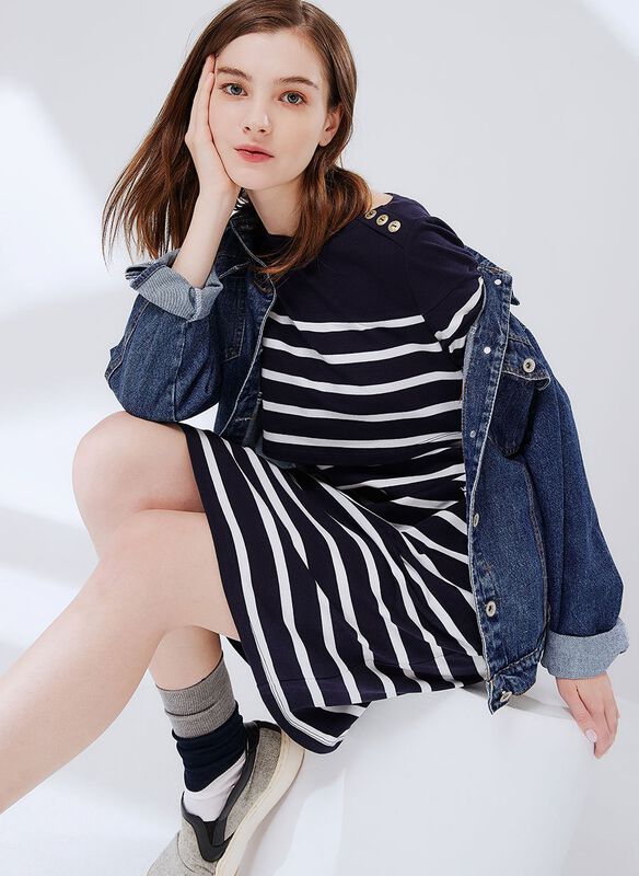 Striped Maternity & Nursing Dress