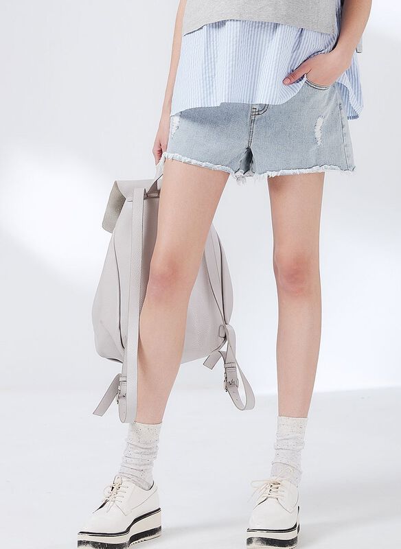 Raw Hem Maternity Denim Shorts