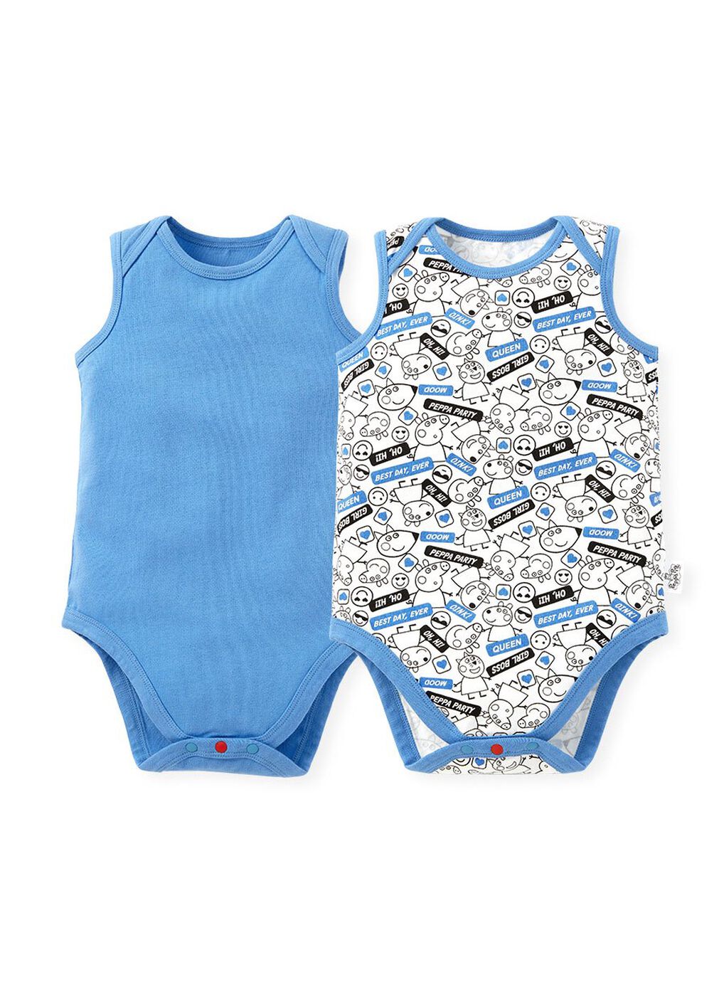 Label Peppa Pig Baby Cotton S/L Bodysuit 2 Pcs Pack, Blue, hi-res image number 0