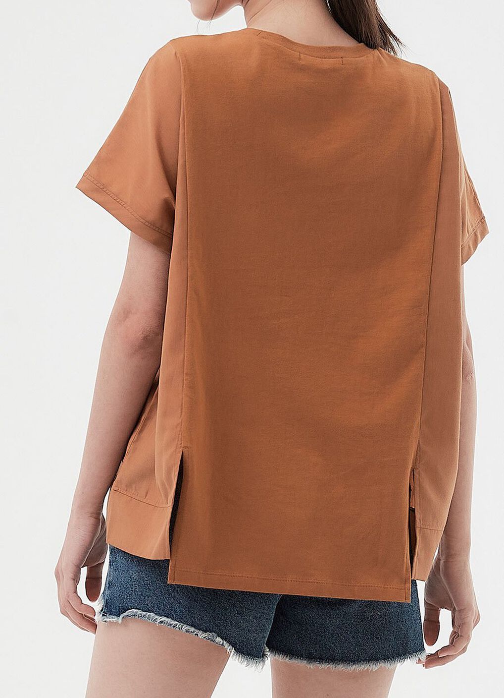 Blend Spilt Hem Maternity & Nursing Top, Brown, hi-res image number 4