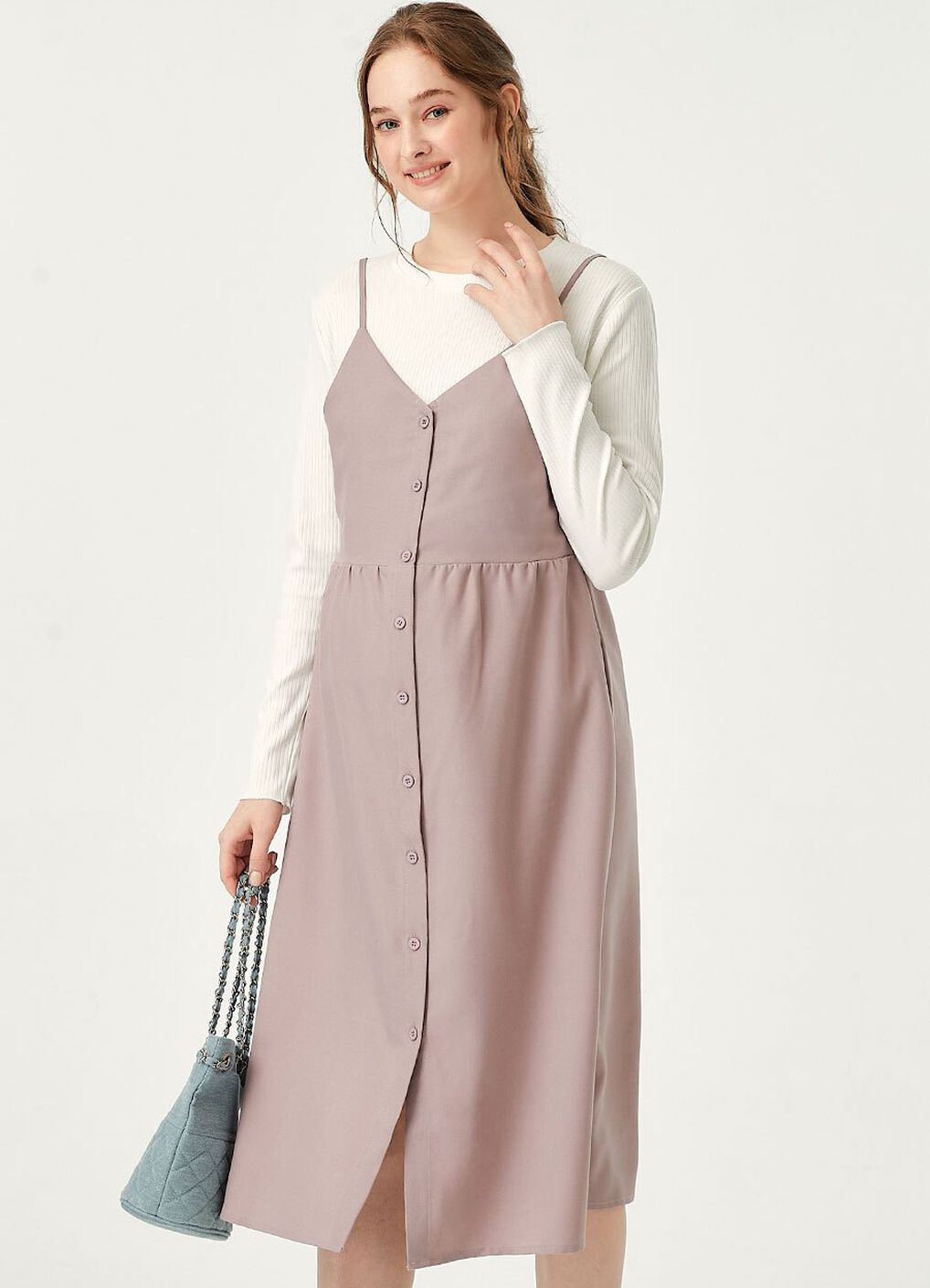 Button-Front Maternity & Nursing Dress, Mauve, hi-res image number 4